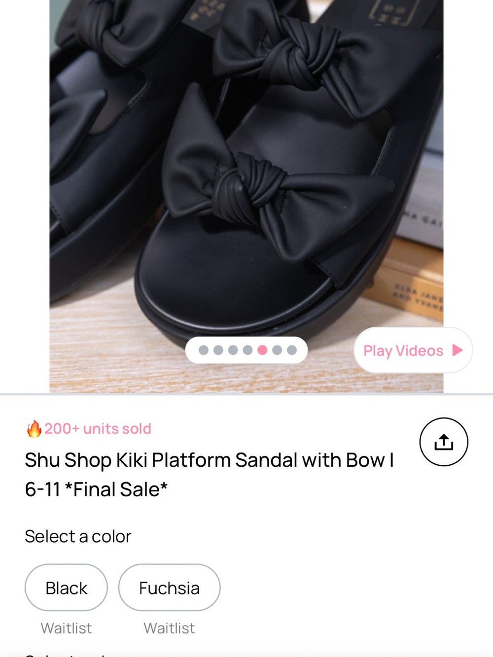 ShuShop Black Platform Sandal with Bow